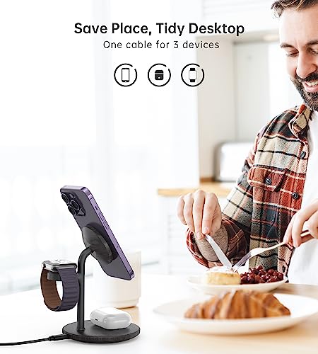 Image of XooFly 3 in 1 Magnetic Wireless Charging Station for Apple Devices,15W