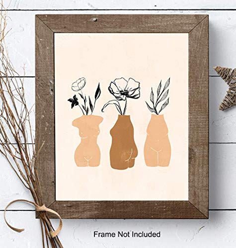 Minimalist Aesthetic Home Wall Decor - Matisse Style Abstract Line Art Silhouette Floral Poster - 8X10 Contemporary Modern Room Decoration For Bathroom, Bedroom, Office, Living Room - Gift For Women #TOP6