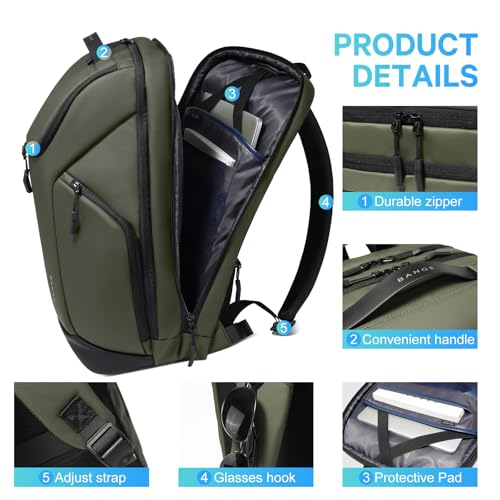 Image of FUTURE AESTHETICS Business Commute Backpack for Men and Women, Waterproof 15.6 Inch Laptop Backpack, Durable Flight-Approved Travel Backpack for Work /College, Green