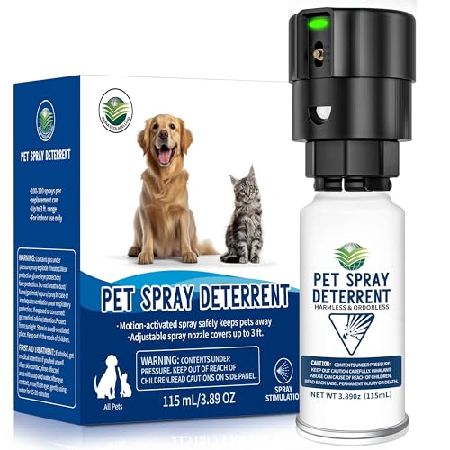 Cat Spray Deterrent System, Automatic Cat Deterrent Spray, Motion Activated Pet Deterrent Spray System for Cats & Dogs Odorless Pet Deterrent, Senses Pets Up to 3 Feet Away, Friendly & Safe Black