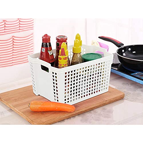 Qshape Bianco Cesta Portaoggetti Plastica, 27,5 cm...