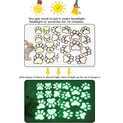 Mesu 22 Pcs Paw Print Luminous Decals Glow In The Dark Cat Dog Footprint Decorative Stickers Kids Room Ceiling Decor Paw #TOP3