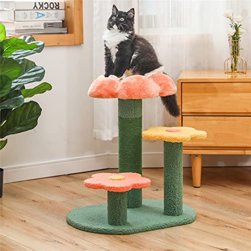 Pet Wonderland Flower Cat Tree Activity With Scratching Post Pink - Small Indoor Cats Tower Natural Sisal Scratcher Climbing Cute Cat Tree #TOP4