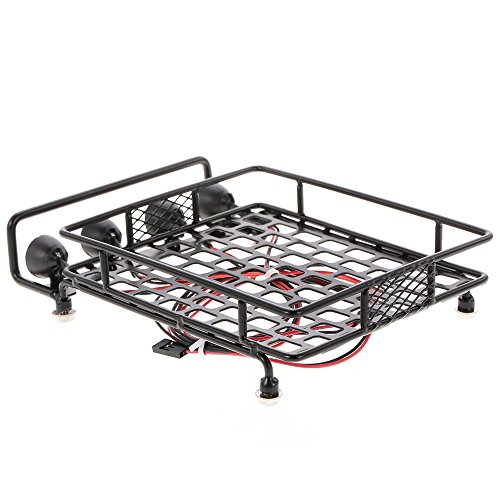 OWSOO Rack de bagageiro com Barra de Luz para 1/10 RC Crawler Axial SCX10 D90 110 Traxxas TRX-4 Tami