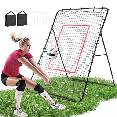 Yiwsnust Adjustable Volleyball Rebounder Net 7x4FT - Bounce Back Training Equipment for Practicing Spiking, Setting & Digging, Adjustable Target Practice Nets Outdoor Backyard Beach Games for Adults