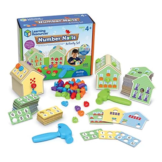 Learning Resources- Set de Actividades con Clavos numerados, 4+ años, matemáticas Aula de Preescolar, Juegos para niños de Edades tempranas, 102 componentes, Multicolor (LER3063)