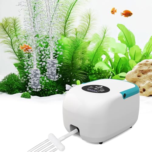 Aquarium Air Pump for Fish Tank,Lithium Battery Powered Large Fish Tank Air Pump with Adjustable Check Valve,Oxygen Aerator Pump with Air Stone for 180 Gallon Fish Tank