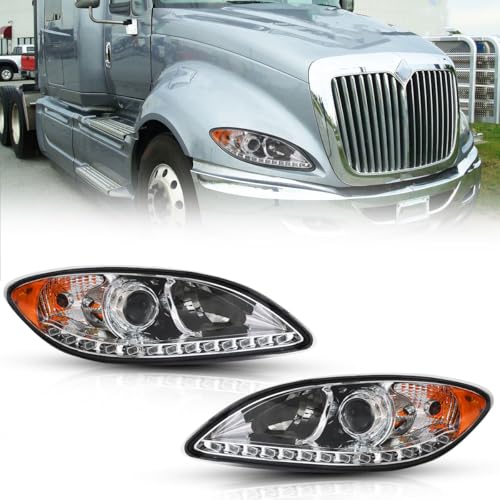 Seassauto For International Prostar Headlight 2008 2009 2010 2011 2012 2013 2014 Driver Left Side Headlamp Assembly Replacement (Pair)