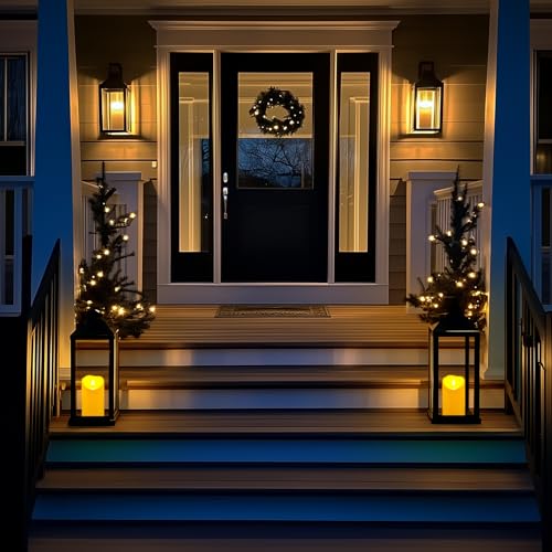 Image of Homemory 4 inchx6 inch Outdoor Waterproof Flameless Candles with Timers and Remote Control, Battery Operated Candles, LED Plastic Candles, Dark Ivory, Set of 2