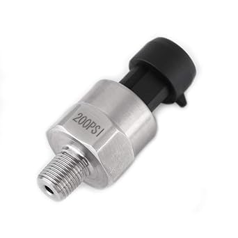 Pressure Transducer Sender Sensor, 30 100 150 200 300 500 psi 1/8NPT Thread Stainless Steel Compatible with Oil Fuel Air Water (200 psi)