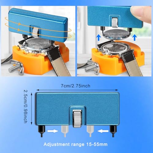 Image of Serplex Watch Repair Tool Kit with Case Opener, Tweezers, Precision Screwdriver & Case Holder, Watch Back Removal Tool Set with Accessories for Battery Replacement, Only for Grooved Watches