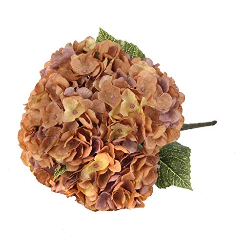 Blooming Paradise Artificial Fake Flowers Plants Silk Hydrangea Arrangements Wedding Bouquets Decorations Plastic Floral Home Kitchen Garden Party Festival Bar Diy (Brown Yellow) #TOP1