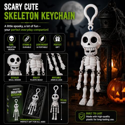 Image of Skeleton Keychain with Movable Limbs | Cute skeleton with flexible arms & legs for fun movement.