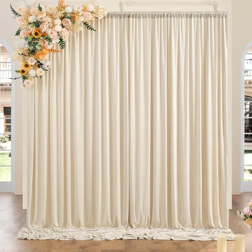 3 m × 3 m sin Arrugas Cortinas sobre Fondo Beige para la Fiesta de Boda, 2 Paneles de poliéster Beige de 1,5 m × 3 m Fondo Teatro decoración cumpleaños Baby Party Nupcial Ducha fotografía