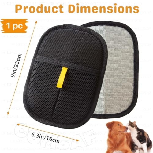 Image of ComSaf Pet Hair Removal Gloves, Static-Enhanced Pet Hair Removal Mitt [1 Pcs], Reusable Grooming Mitt Cleaning Glove for Furniture, Carpets, Car Seats & Gentle Massage for Dogs Cats (23.5x18cm)