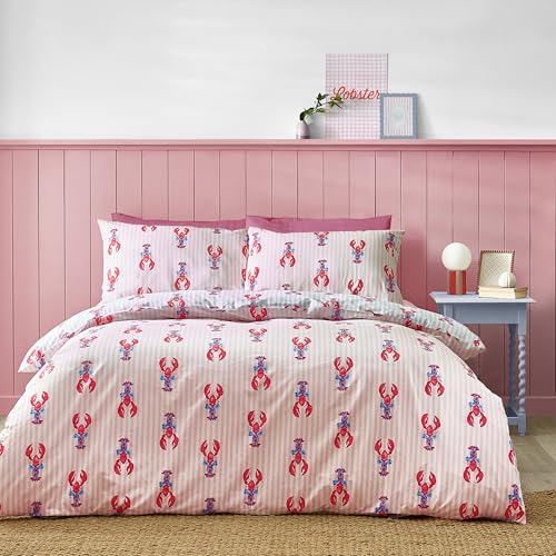 Housse de couette réversible homard Sassy B en textile bicolore rose et bleu - 2