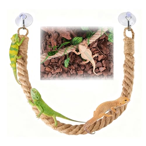 Leopard Gecko Accessories with 2PCS Suckers Climbing Rope Gecko Tank Accessories Bearded Dragon Accessories Snake Accessories for Vivarium Lizards Snakes Hermit