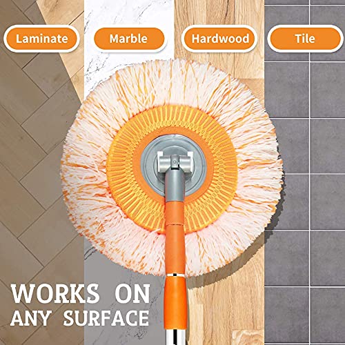 Timivo Dust Mop, Microfiber Mops For Floor Cleaning, With Height Adjustable Handle And 1 Washable Mops Pad, Wet & Dry Floor Cleaning Mop For Hardwood, Tiles, Laminate - Dust Broom (Orange) #TOP5