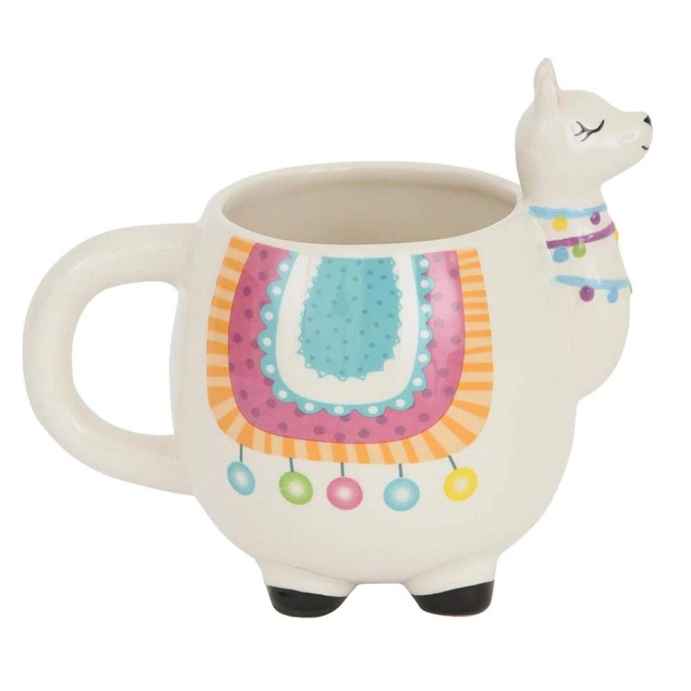 Llama Mug - Quirky Fun Llama Shaped Tea/Coffee/Hot Chocolate Mug - White/Multicolour