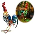 WDLFCGC 19 Inch Solar Rooster Statue, Metal Yard Art with Colorful Lights for Garden Lawn Outdoor Decoration Gifts