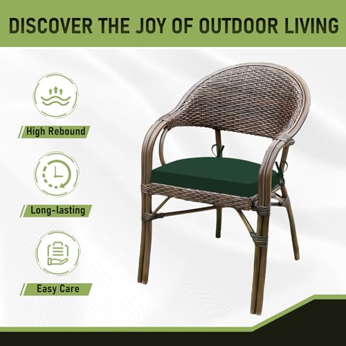 Image of Basic Beyond Outdoor Chair Cushions Set of 4, Outdoor Cushions for Patio Furniture, Water Resistant Patio Chair Cushions with 2 Ties, 17x16x2, Forest Green