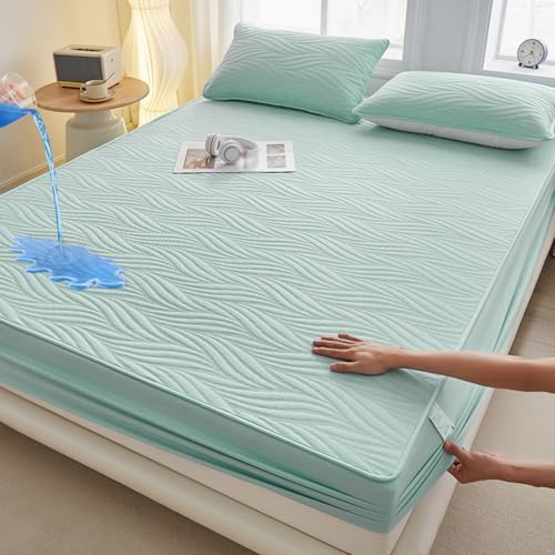 GWFBLID Protector Colchon Impermeable 160x190 CM Sábana Bajera Ajustable Funda Colchon Antiacaros Antiarañazos Elástico En Todo El Contorno Cubre Colchon Hipoalergénico para Altos De Colchón De 30cm