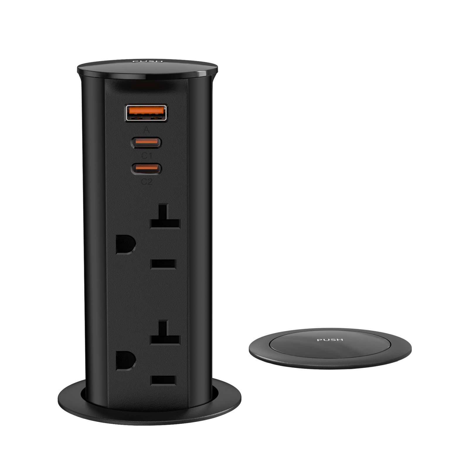 annquan 20 amp 2 inch pop up outlet for countertop with pd20w usb ports,pop up socket with 2 outlets 3 usb ports for home office kitchen
