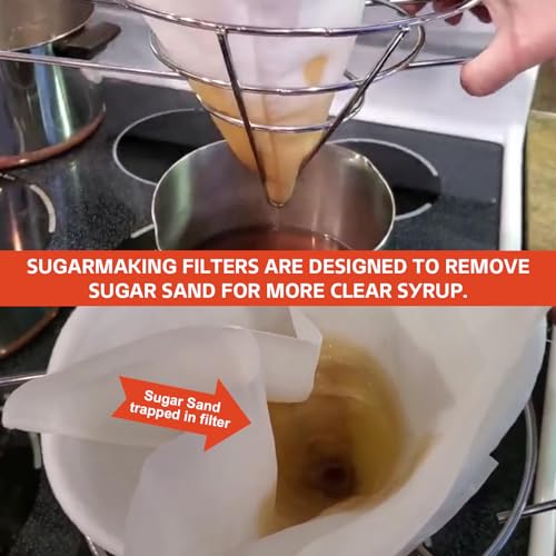 Image of 12 Pcs Maple Syrup Filters Set, 1Qt Reusable Premium Food Grade Filters | Include (1) Heavy Duty Boiling Filter (10) Pre Filters for Sap Collection and (1) Nylon Mesh Filter - (Cone Shape)