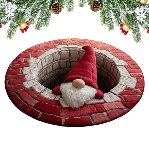 クリスマス 3D ラグ - ホリデー フロア マット |ぬいぐるみ、装飾、滑り止め素材、お祝いプリント付き寝室オフィスアパートホテルパーティーポーチ屋内屋外装飾、100x100x0.5 Cm39.37×39.37×0.2インチ