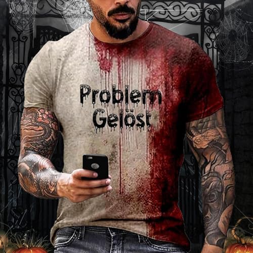 T-shirt d'Halloween sanglant grande taille à col rond pour homme et femme style décontracté