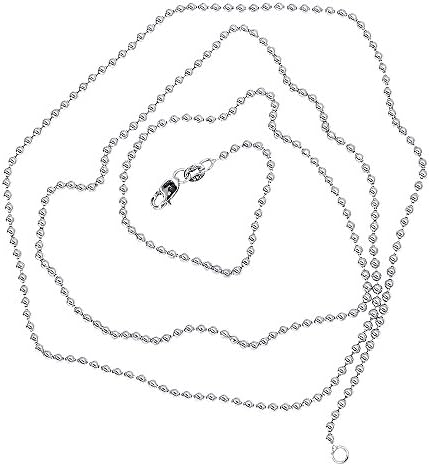 Luxurman 14K Solid Gold 2mm Wide Ball Chain Bead Necklace with Lobster Clasp (yellow-gold, 20" long)