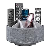 Swivel Remote Control Holder, 9 Rooms Desk Organizer and Decorations for Living Room, Leather...