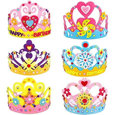 Conruich 6 Stück Geburtstagskrone Kinder DIY Filz Partyhüte Bastelset Cover
