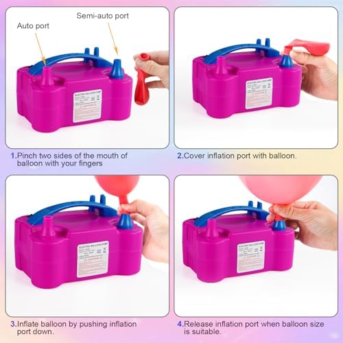 Electric Balloon Pump, Portable Electric Balloon Blower Machine Balloon Air Pump, Dual Nozzle 110V 600W Balloon Inflator for Party Decoration Christmas Birthday - thumbnail 3