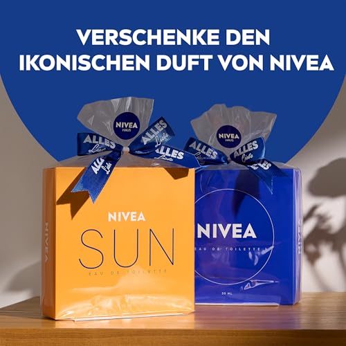 Nivea Sun Eau de Toilette (1 x 30 ml) with the Original Nivea Sun Sun Cream Fragrance, Summer Ladies Fragrance in an iconic perfume bottle, sensual Nivea Sun EDT awakens memories of the summer