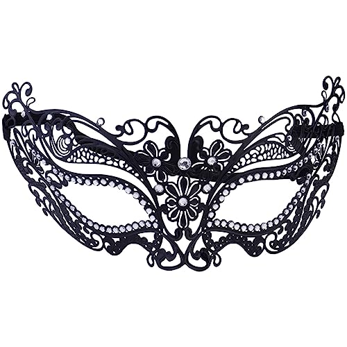 Masquerade , Black Shiny Diamond Party Ball Venetian Masks Prom Ball Exquisite Metal for Masquerade Party, Mardi Gras, Prom, Halloween, Venetian & Costume Party