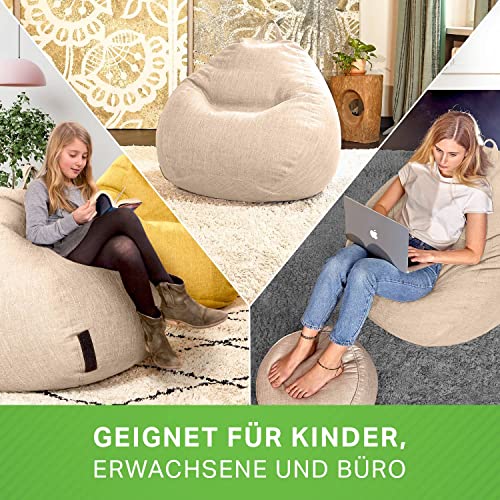 Green Bean Indoor XXL Sitzsack Home Linen mit 300 Liter mit EPS-Perlen Füllung - Kuschelig Weich...