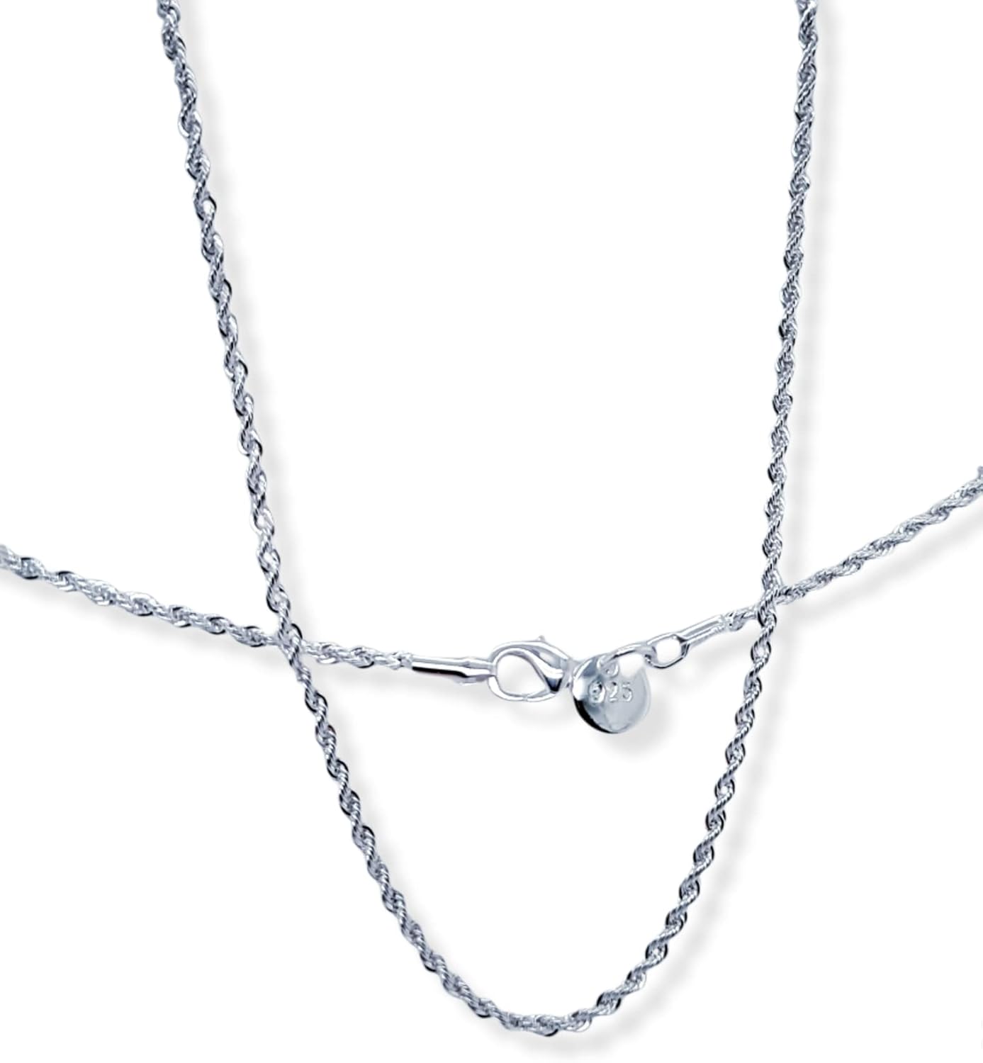 CRAFT WIRE Silver Plated Necklace 2mm Rope Chain 16 18 20 22 24 30 36 Inches