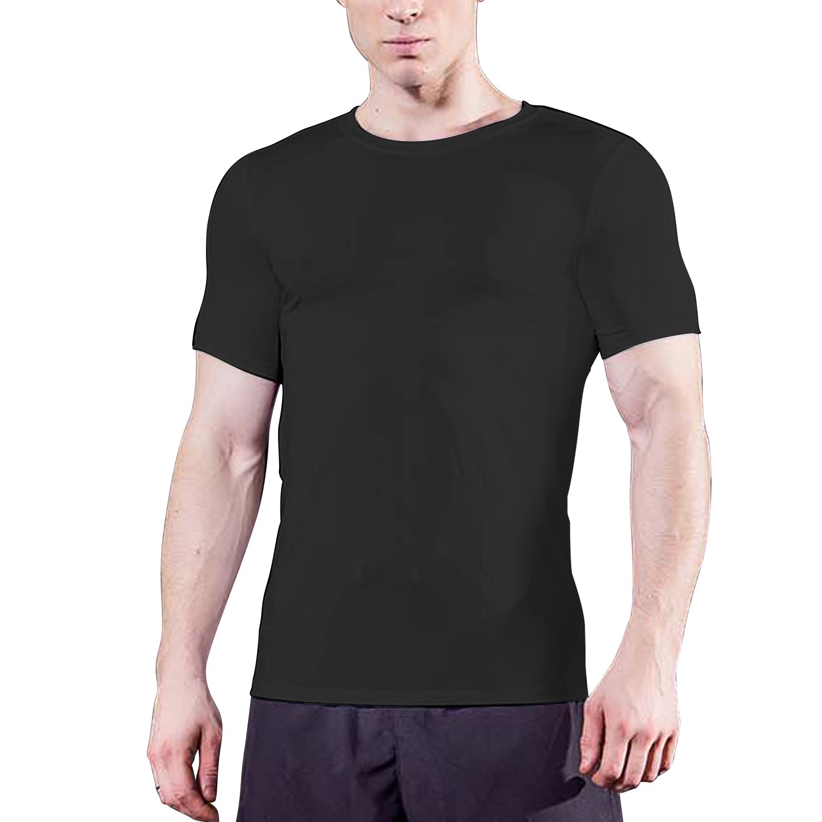 HomyComy Maglia a Compressione Uomo Maniche Corte T-Shirt Running Maglia Sportiva da Ciclismo Fitness