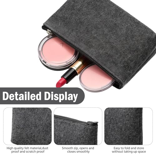 BJHYIZ 5 Stück Filz Mäppchen, Klein Filztasche Filz Kosmetiktasche mit Reißverschluss Make Up Tasche Multifunktions Federmäppchen Briefpapier Beutel zum Beplotten für Büro Schulbedarf