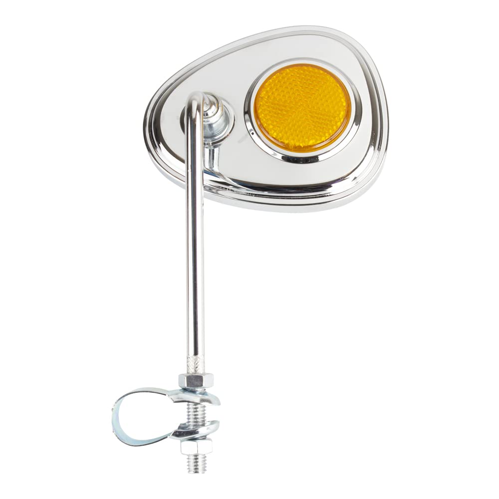 V Bicycle Mirror Chrome with Amber Reflector