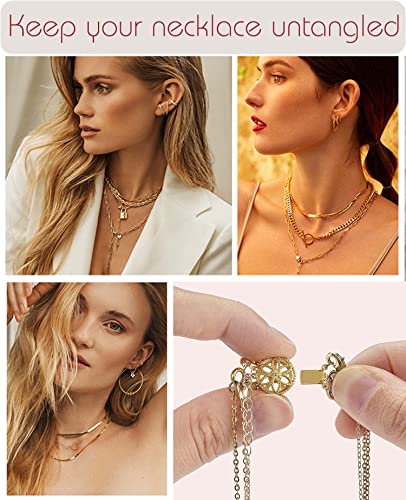 Necklace Layering Clasps Separator For Women 14K Gold & Silver Tangle Free Safety Jewelry Locking Clasp Converter Chain Extender #TOP4