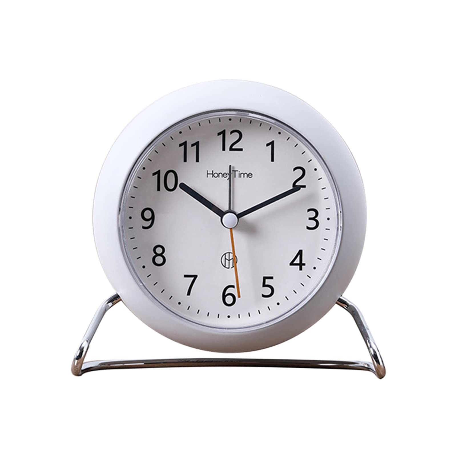 HRWLY Alarm Clock With Night Light Silent Office for Bedroom Kitchen Desktop Round Battery Operated Metal Analog(D)