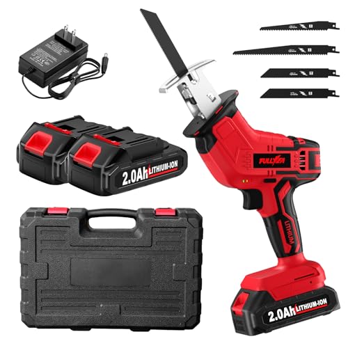 FULLYEA Reciprocating Saw Cordless, 3500 RPM Electric Saws with 2 * 2.0Ah Batteries & Charger,...