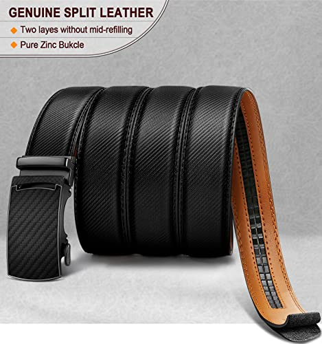 Image of KEMISANT Belt Men, Sliding Ratchet Belt Genuine Leather For Gift Mens Dress Pants Oxfords,Size Adjustable