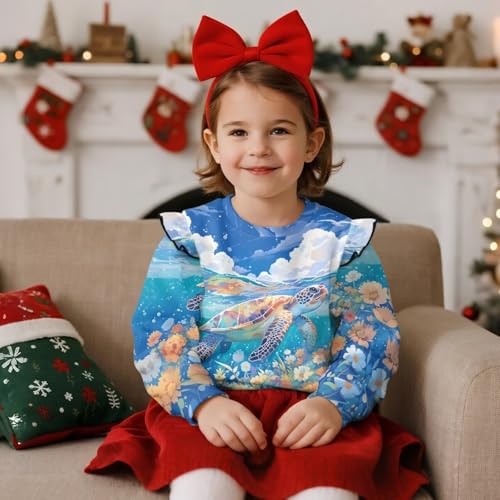 Girls Crew Neck Sweatshirts Ruffle Long Sleeve Pullover Shirts Tops Fall Winter Clothes for Kids Home School3