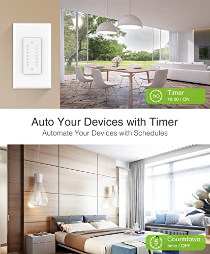Ghome Smart Dual Dimmer Switch Compatible With Alexa Google Home, 2.4Ghz Wi-Fi Switch For Dimmable Led Cfl Inc Light Bulbs, Space Saving, Neutral Wire Required,1 Pack, White #TOP2