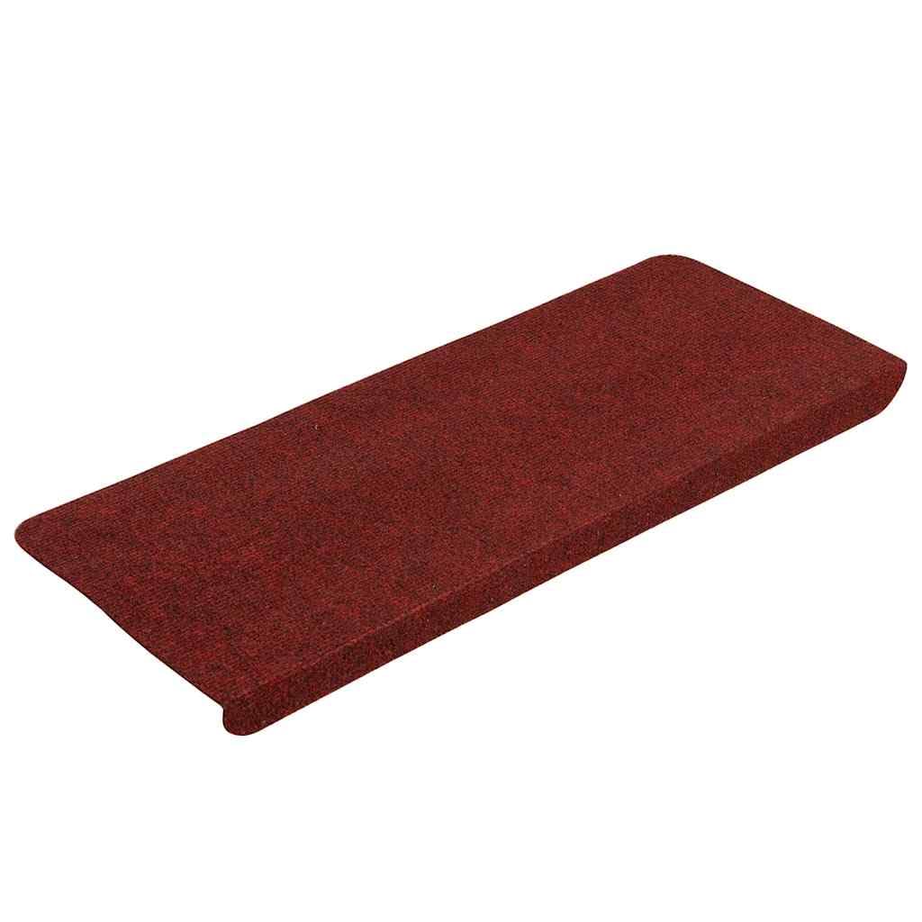 15 alfombrillas autoadhesivas para escaleras, color rojo, 65 x 24,5 x 3,5 cm, fieltro punzonado, antideslizantes, amortiguadoras acústicas para escaleras de madera, pasillos y interiores