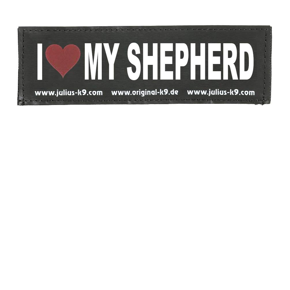 Interchangeable Patches, 1 pair, I LOVE MY SHEPHERD, Size: Small, Black — image 1