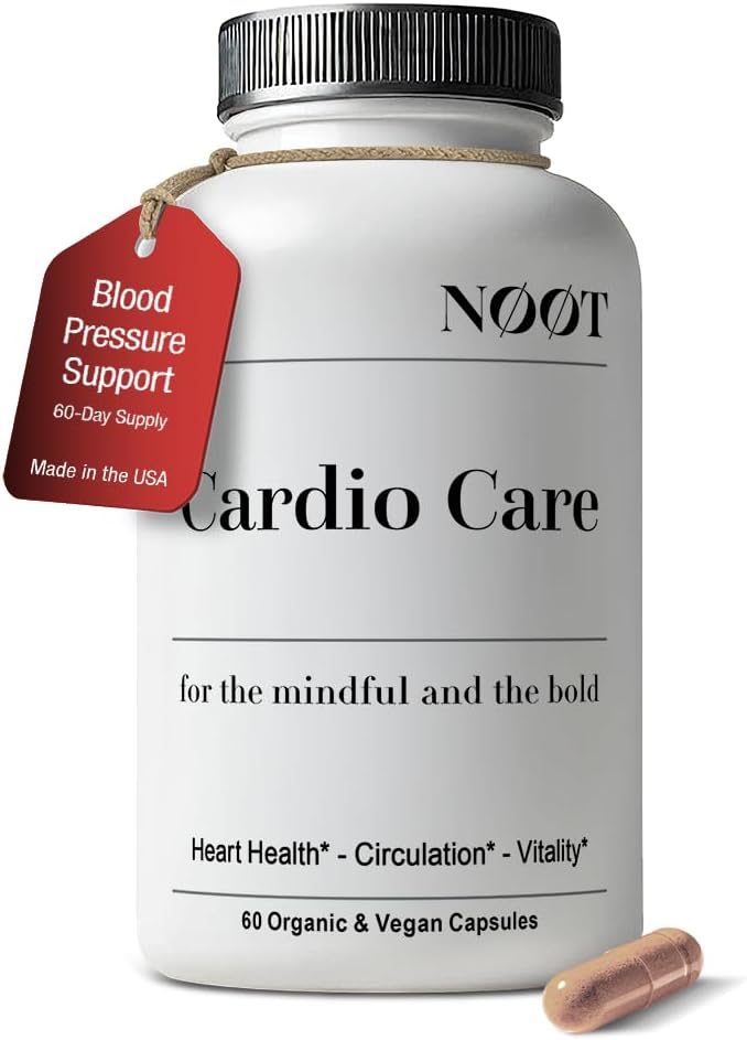 NOOT Cardio Care – Heart Health & High Blood Pressure Support for Men and Women, Natural Cardiovascular Formula with Olive Leaf, Grape Seed Extract, Lycopene & Rutin for Improved BP, 60 Capsules